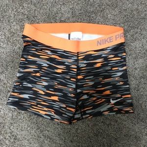 Nike Pro shorts Medium- orange black and grey